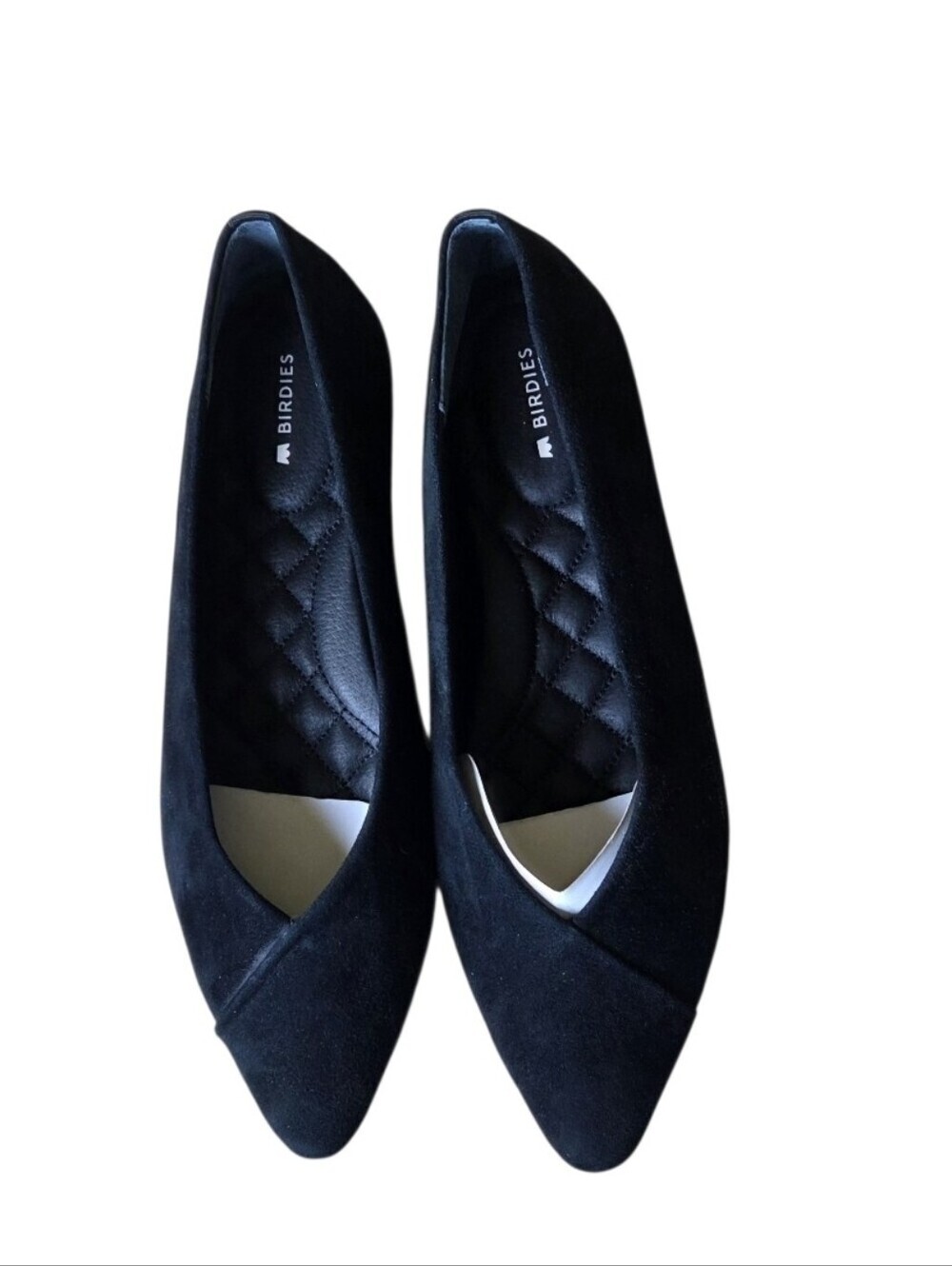 Birdies The Goldfinch Womens Black Suede Leather Pointed Toe Ballet Flats Size 7